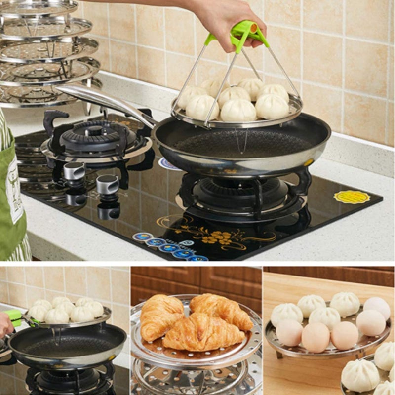 Fnoko Steaming Rack Household Stainless Steel Cooking Ware Thickened Steaming Rack Stand (11 inch) - Image 2